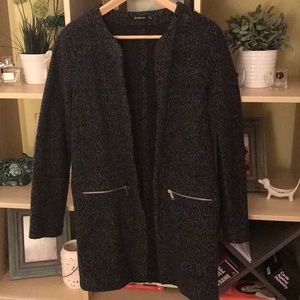 Black/charcoal open coat size S